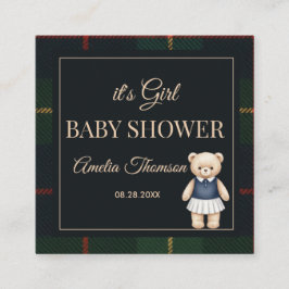 Classic Polo Teddy Bear Preppy Plaid Baby Shower  Begleitkarte