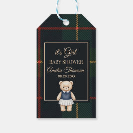 Classic Polo Teddy Bear Preppy Plaid Baby Shower  Geschenkanhänger