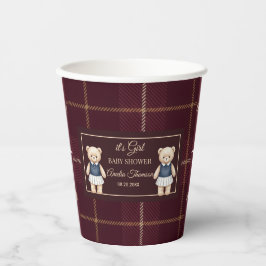 Classic Polo Teddy Bear Preppy Plaid Baby Shower  Pappbecher