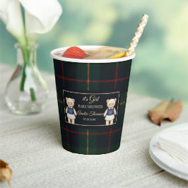 Classic Polo Teddy Bear Preppy Plaid Baby Shower  Pappbecher