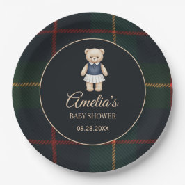 Classic Polo Teddy Bear Preppy Plaid Baby Shower  Pappteller