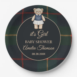 Classic Polo Teddy Bear Preppy Plaid Baby Shower  Pappteller