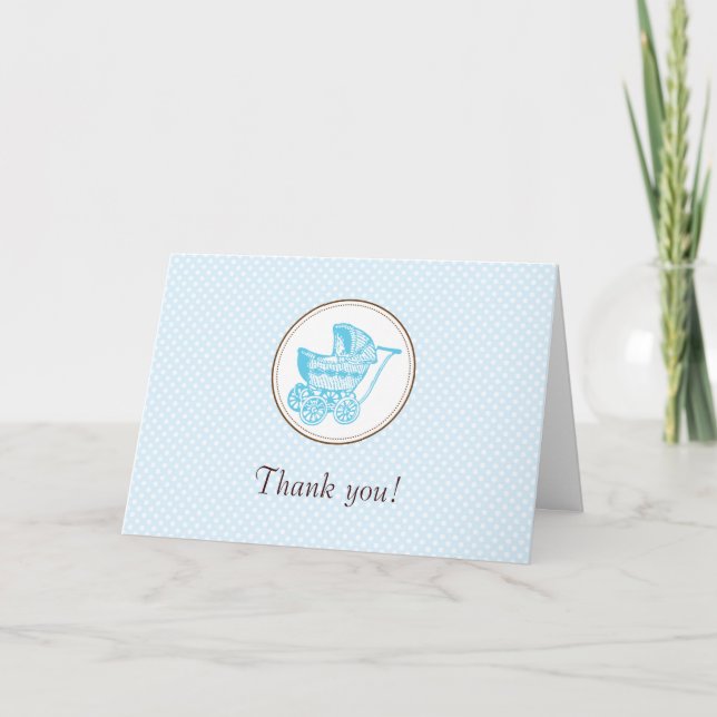 Classic Pram Baby Dusche Danke Karte (Vorderseite)
