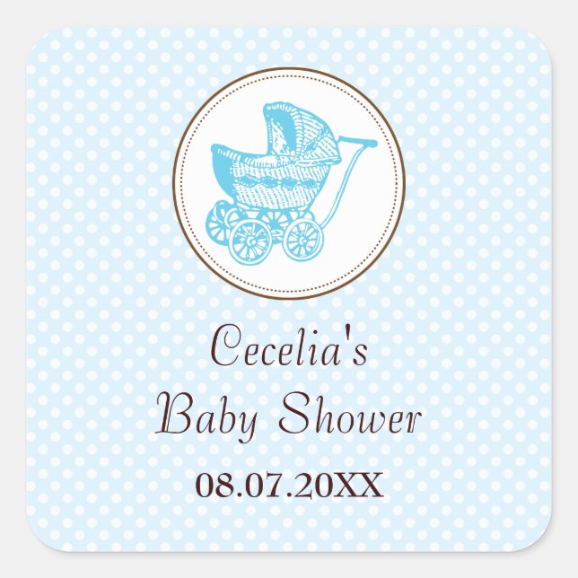Classic Pram Baby Shower Sticker (Vorderseite)