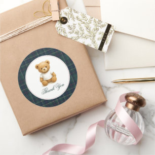 Classic Preppy Bear Baby Dusche Vielen Dank Runder Aufkleber