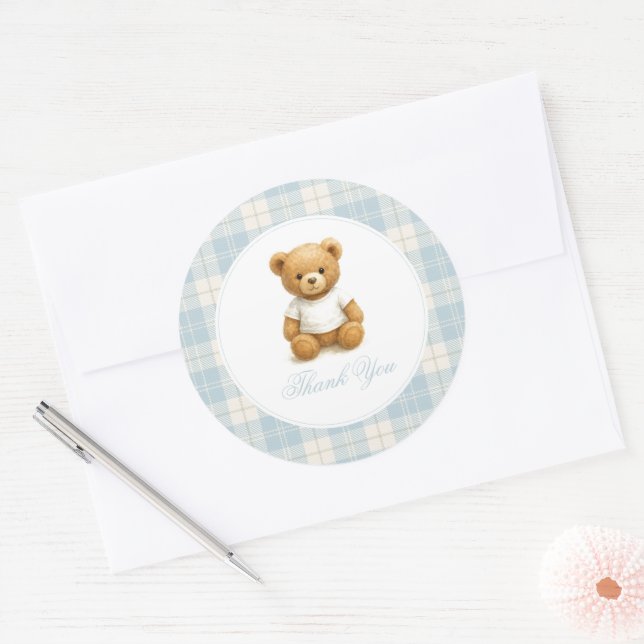 Classic Preppy Bear Baby Dusche Vielen Dank Runder Aufkleber (Umschlag)