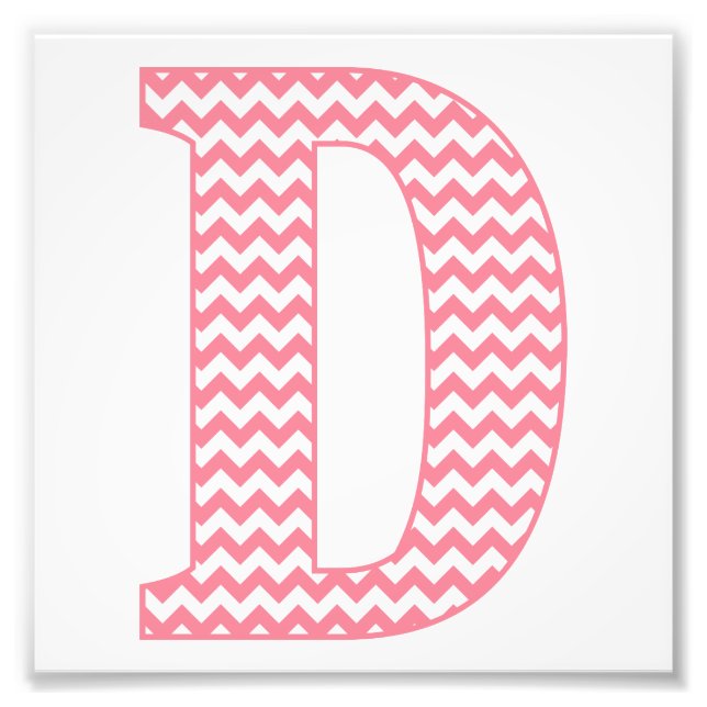 Classic Preppy Pink Zickzack Letter D Monogram Fotodruck (Vorne)