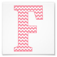 Classic Preppy Pink Zickzack Letter F Monogram