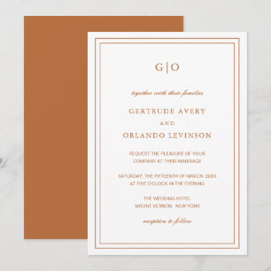 Classic Pumpkin Orange Elegante Wedding Einladung