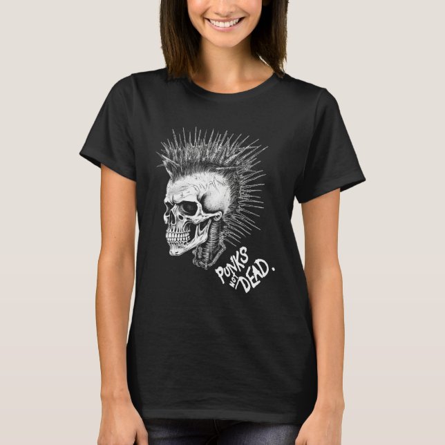 Classic Punk Rock Skull Punks Not Dead T-Shirt (Vorderseite)