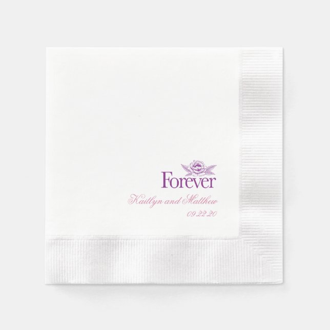 Classic Purpl Pur Wedding Floral Serviette (Vorderseite)