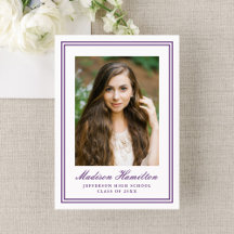 Classic Purple Double Border Photo Graduation