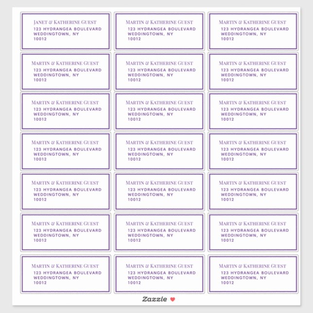 Classic Purple Guest Mailing Étiquettes 21 Par Feu (Feuille)