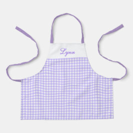 Classic Purple & White Gingham | Personalized Name Schürze