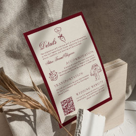 Classic QR Code Wedding Details Deep Red Old Money Begleitkarte