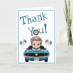Classic Race Car Baby shower Merci Cartes