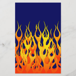 Classic Racing Flames Fire on Navy Blue Decor Briefpapier