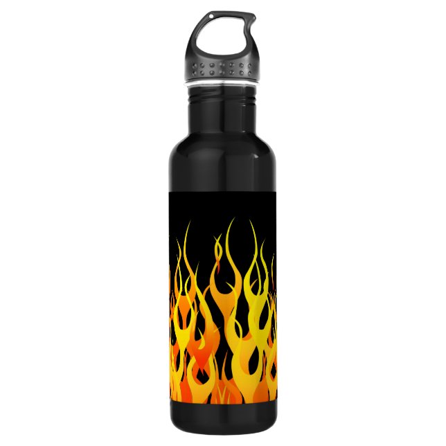 Classic Racing Flames on Fire Trinkflasche (Vorderseite)