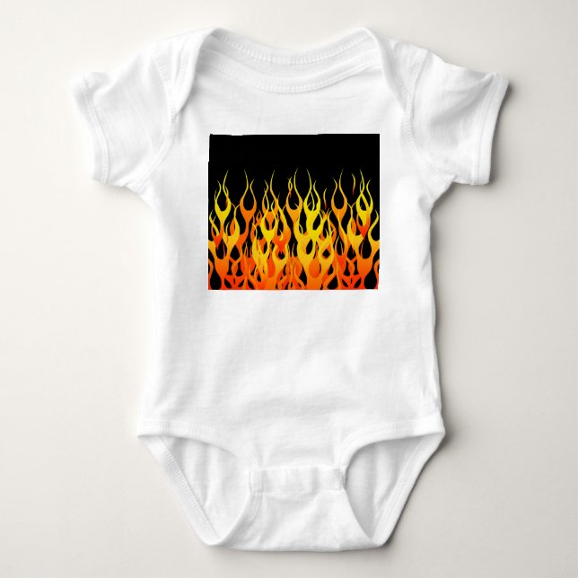 Classic Racing Flames on Solid Black Baby Strampler (Vorderseite)