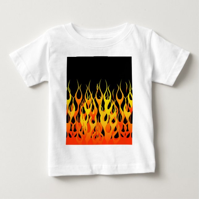 Classic Racing Flames on Solid Black Baby T-shirt (Vorderseite)