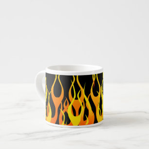 Classic Racing Flames on Solid Black Espressotasse