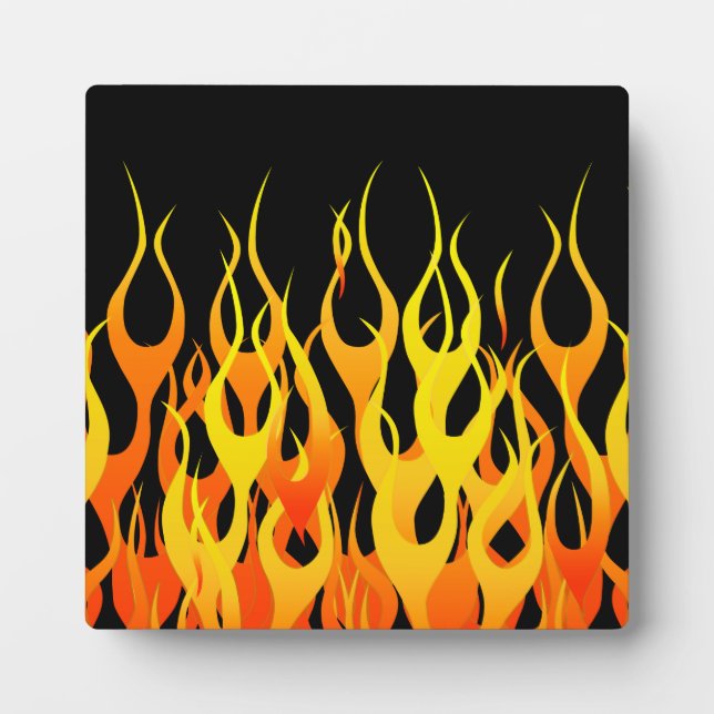 Classic Racing Flames on Solid Black Fotoplatte (Vorderseite)