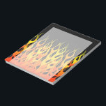 Classic Racing Flames on Solid Black Notizblock<br><div class="desc">Eine frisierte Auto-Orange auf schwarzem Button-Streifen flammt grafische Dekoration, die immer für ein besonderes Geschenk für sich selbst oder für jemanden, der auf Ihrer Liste ist, machen diese sicher einen Eindruck bei festlichen Anlässen. E-Mail mit dem unten stehenden E-Mail-Link "Diesen Designer Gefragt" für spezielle Designanfragen oder für Hilfe bei Ihrem...</div>
