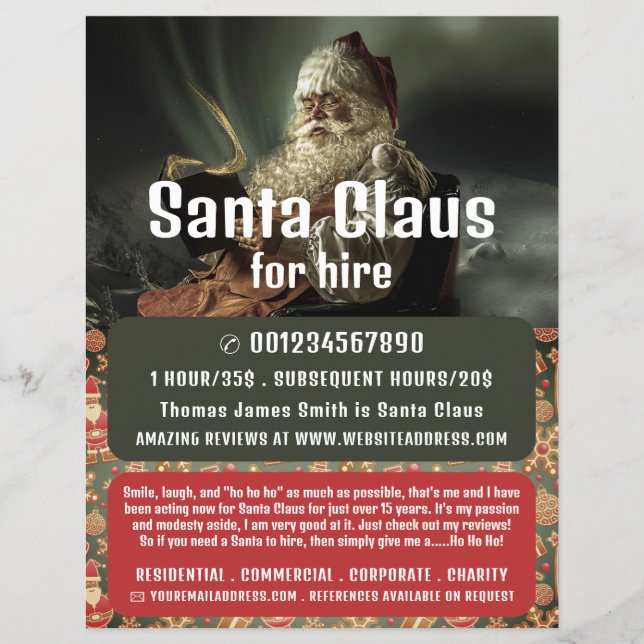 Classic Reading Santa, Santa Claus Entertainer Flyer (Vorne)