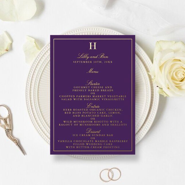Classic Real Foil Pressed Wedding Menu Cards Folieneinladung (Von Creator hochgeladen)