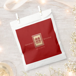 Classic Rectangle Double Happiness Chinese Wedding Geschenktütchen