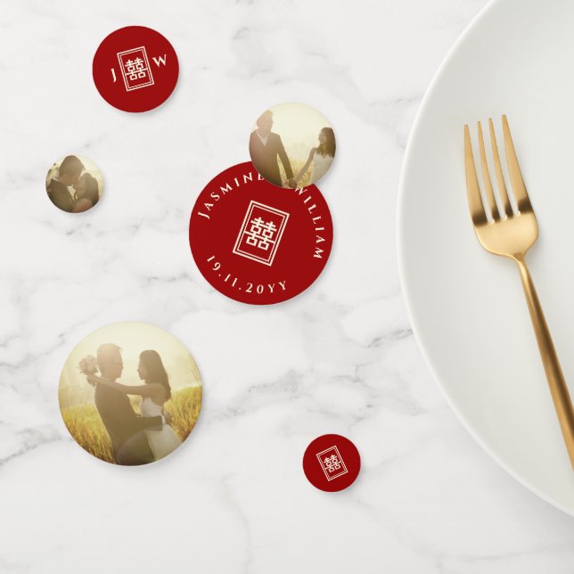 Classic Rectangle Double Happiness Chinese Wedding Konfetti (Gruppe)