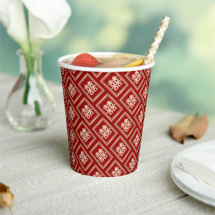 Classic Rectangle Double Happiness Chinese Wedding Pappbecher