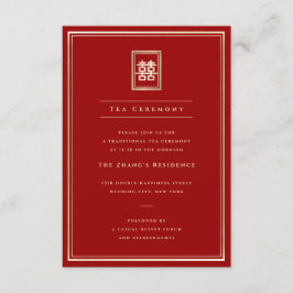 Classic Rectangle Double Happiness Teezeremonie Begleitkarte