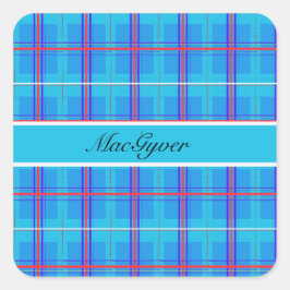 Classic Red and Blue Scottish Tartan, kundenspezif Quadratischer Aufkleber