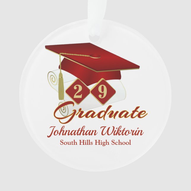 Classic Red and Gold 20xx Graduate Foto Ornament (Vorderseite)