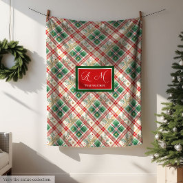 Classic red and green plaid custom name throw fleecedecke