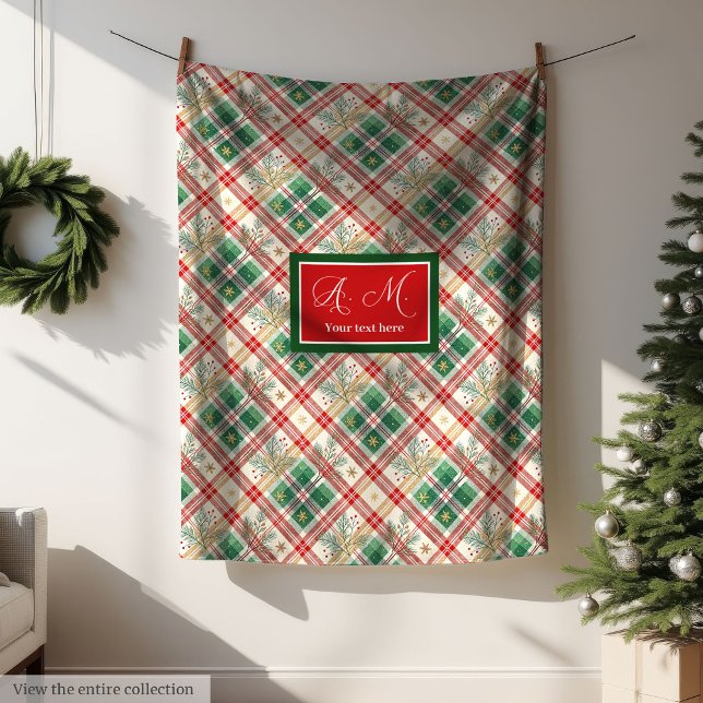 Classic red and green plaid custom name throw fleecedecke (Classic red and green plaid custom name throw blanket)