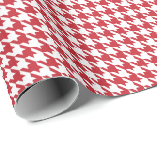 Classic Red and White Houndstooth Pattern  Geschenkpapier