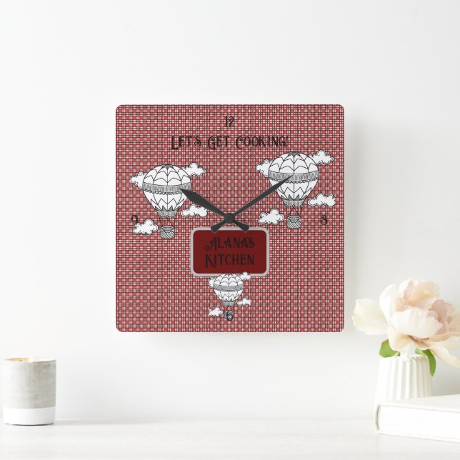 Classic Red and White Tartan Quadratische Wanduhr (Zuhause)