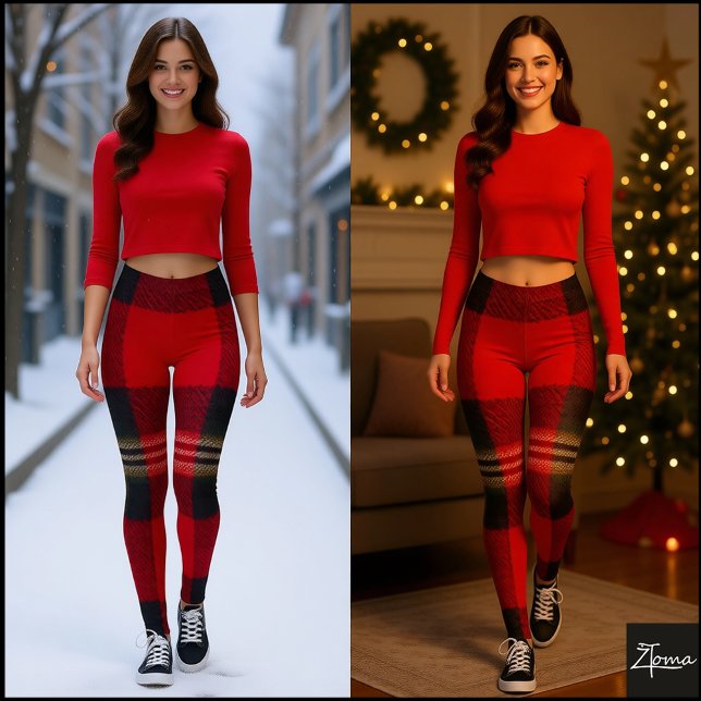 Classic Red Black Buffalo Plaid Flannel Leggings (Von Creator hochgeladen)