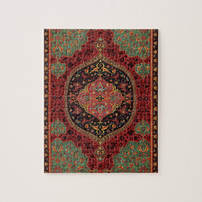 Classic Red Black & Green, Persian Rug Carpet (Vertikal)