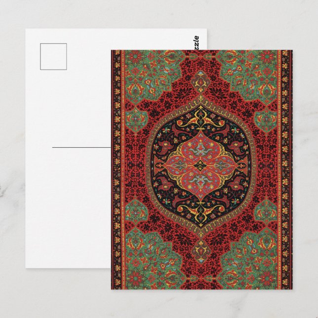 Classic Red Black & Green, Persian Rug Carpet Postkarte (Vorne/Hinten)
