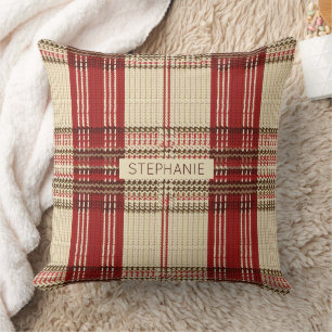 Classic Red & Black Tartan Kariert - Rustikaler Wa Kissen
