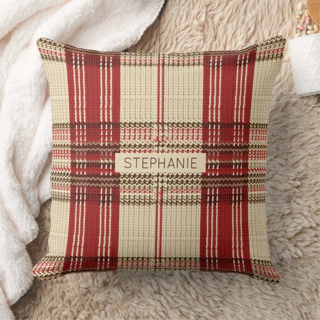Classic Red & Black Tartan Kariert - Rustikaler Wa Kissen (Decke)