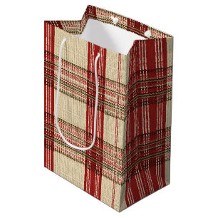 Classic Red & Black Tartan Kariert - Rustikaler Wa Mittlere Geschenktüte