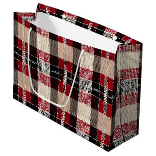 Classic Red & Black Tartan Kariert - Rustikales Wo Große Geschenktüte