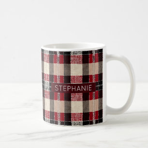 Classic Red & Black Tartan Kariert - Rustikales Wo Kaffeetasse
