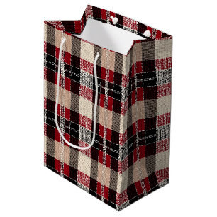 Classic Red & Black Tartan Kariert - Rustikales Wo Mittlere Geschenktüte