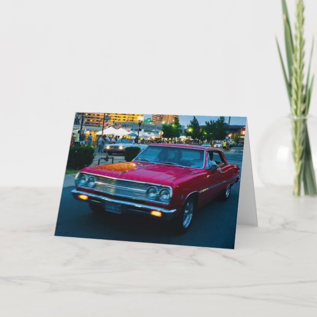 Classic Red Car blank greeting Card Dankeskarte (Vorderseite)