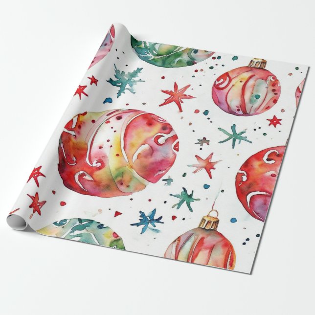 Classic Red Christmas Ball Design Geschenkpapier (Ungerollt)